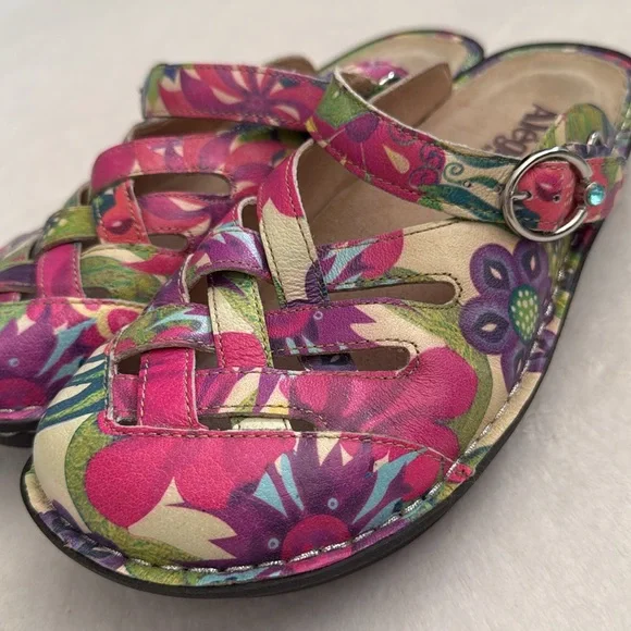 Alegria | Freesia Happy Days Woven Leather Slingback Clogs FRE-525 Floral (38) - Picture 5 of 16